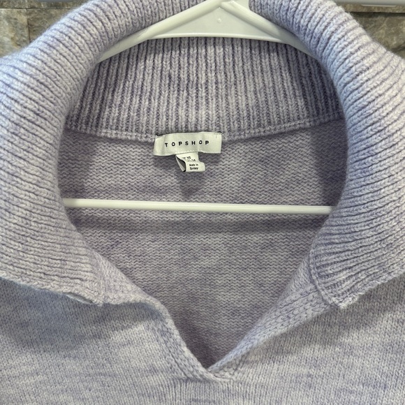 Topshop Lilac V-Neck Polo Sweater - Picture 3 of 4